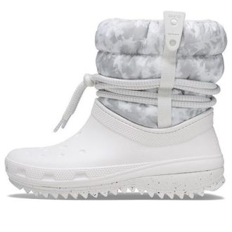 Botas Crocs Classic Neo Puff Luxe para mujer, color blanco y gris, 207312-1CR