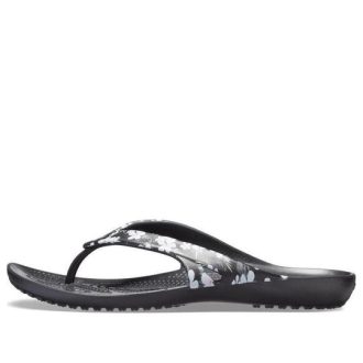 Chanclas Crocs Kadee II de temporada para mujer, color negro con estampado floral tropical, 205635-98F