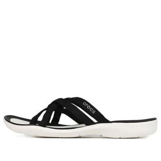 Chanclas Crocs para playa y piscina para mujer, color negro y blanco, 205479-066