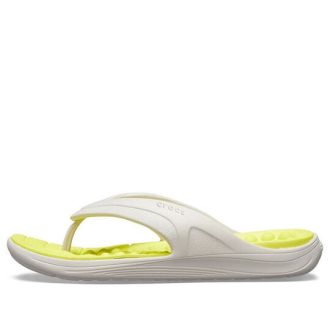 Chanclas Crocs Reviva con punta redonda y estilo en blanco y amarillo (205545-1CC)
