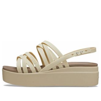 Crocs Brooklyn Strappy Low Wedge «Bone» 206751-2Y2 (Mujeres)