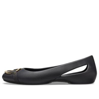 Crocs (mujeres) Sloane Flats con adornos «Negro Dorado» 206355-751