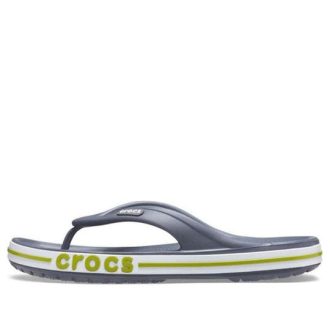 Pantuflas Crocs Bayaband Flip antideslizantes, informales, resistentes al desgaste, color gris y verde, 205393-0A3