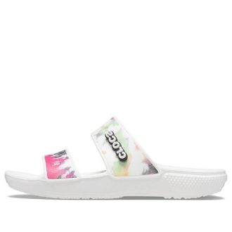 Sandalia clásica con estampado tie-dye de Crocs (mujeres) «Negro Verde» 207283-94S