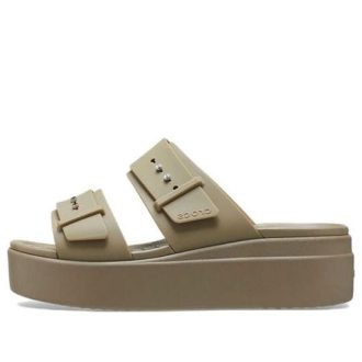 Sandalias bajas Crocs Brooklyn para mujer, color caqui, 207431
