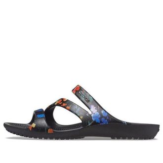 Sandalias casuales Crocs Kadee para mujer, color negro tie-dye, 206894-001