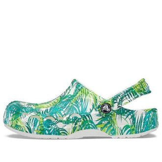 Sandalias Crocs 4 Printing Outdoor Flat Heel Beach Sports Blanco Verde «Blanco Verde» 206230-1C8
