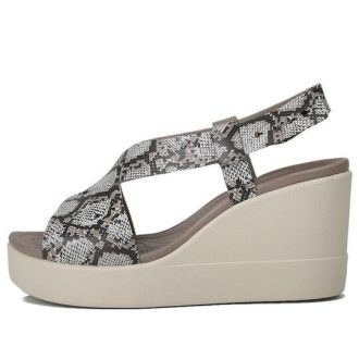 Sandalias Crocs Brooklyn de suela gruesa grises (mujeres) 206222-93T