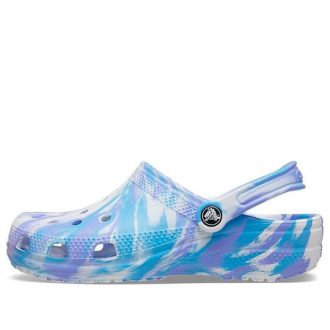 Sandalias Crocs Classic Clog Marble Beach Sports unisex blancas y azules (206867-1FK)