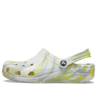 Sandalias Crocs Classic Clog Marble Beach Sports unisex blancas y grises (206867-1FJ)