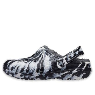 Sandalias Crocs Classic Clog Outdoor con forro, color blanco jaspeado y negro, 207180-103