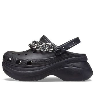 Sandalias Crocs Classic Clog Retro para mujer, color negro y plateado, 206662-067