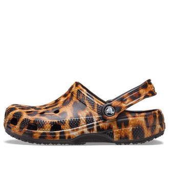 Sandalias Crocs clásicas para mujer, estilo zueco, informales, con estampado de leopardo, para playa, 206676-90L