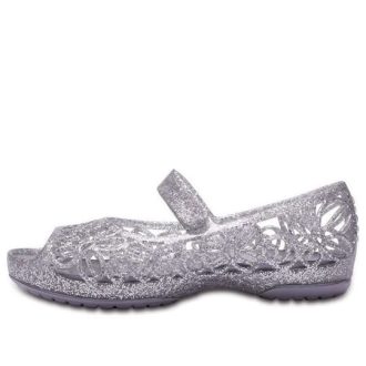 Sandalias Crocs Isabella con punta abierta y purpurina «Plateadas» 202602-040