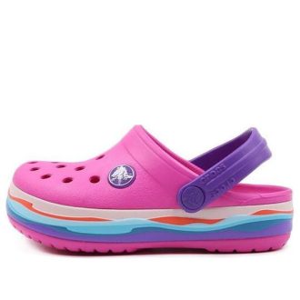 Sandalias Crocs (PS) con banda ondulada, informales, color rosa y morado, talla pequeña, 205697-6L0 Sandalias Crocs (PS) con banda ondulada, informales, color rosa y morado, talla pequeña, 205697-6L0