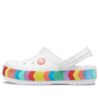 Sandalias Crocs Rainbow Outdoor Beach Sports para niños grandes, color blanco, 207007-100