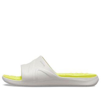 Sandalias Crocs Reviva con tiras anchas y punta redonda, color amarillo y blanco, 205546-1CC