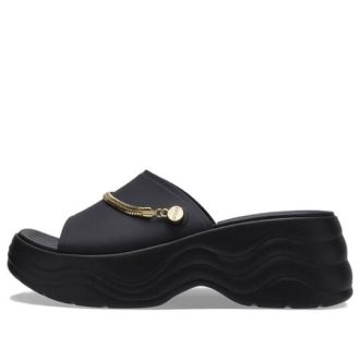 Sandalias Crocs Skyline Shimmer para mujer, color negro y dorado, 208582-072
