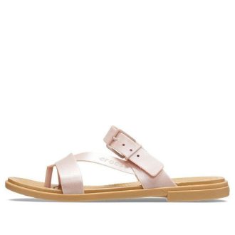 Sandalias Crocs Tulum Shimmer con tira en la punta, color rosa arcilla, 208666-6TY
