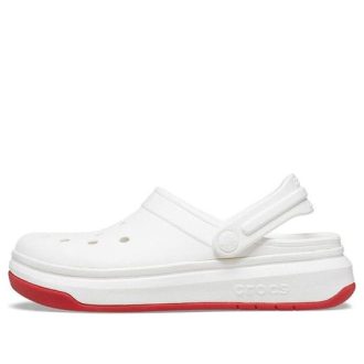 Sandalias Crocsband Full Force con suela gruesa, blancas y rojas, unisex, 206122-100