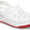 Sandalias Crocsband Full Force con suela gruesa, blancas y rojas, unisex, 206122-100