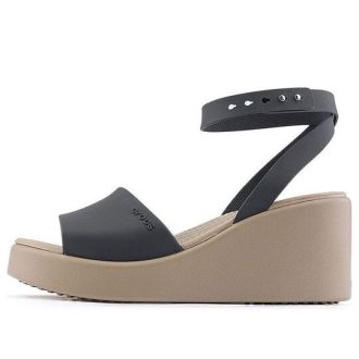 Sandalias de cuña con tira al tobillo Crocs Brooklyn (mujeres) «Negro Beige» 209406-07H
