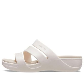Sandalias de cuña con tiras Crocs Boca para mujer, color blanco, 207434-159