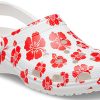 Sandalias de playa clásicas Crocs unisex, rojas y blancas, 207849-1AZ