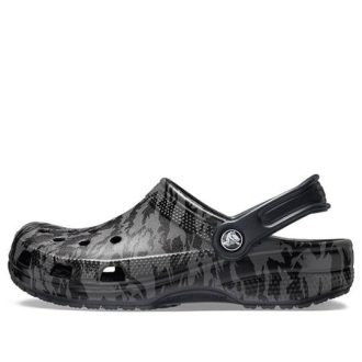Sandalias de playa Crocs Classic Clog con estampado de camuflaje, negras, unisex, 206454-001
