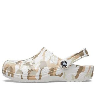 Sandalias de playa Crocs Classic Clog con estampado de camuflaje, unisex, color blanco, 206454-94S