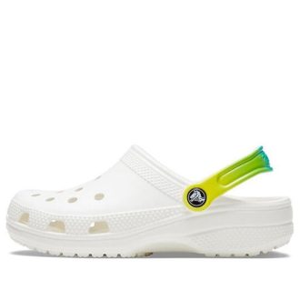 Sandalias de playa Crocs Classic Clog en blanco y verde degradado 206638-1DC