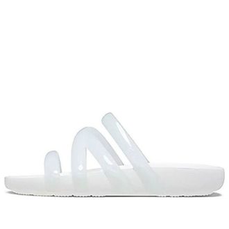 Sandalias de tiras Crocs Splash Glossy para mujer, color blanco, 208537-100