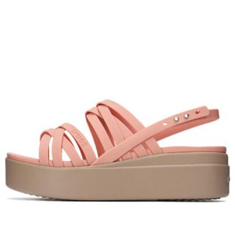 Sandalias deportivas Crocs de suela gruesa y cómodas, color rosa, para mujer, 206751-6RL