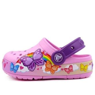Sandalias deportivas de tacón plano para exteriores con diseño de mariposas divertidas de Crocs (PS) en color rosa 205649-6I2