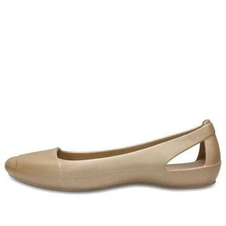 Sandalias deportivas planas informales minimalistas Crocs (mujeres) en color dorado 202811-710