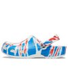 Sandalias deportivas unisex Crocs Classic Pattern, antideslizantes y resistentes al desgaste, color blanco, azul y rojo, 205453-928