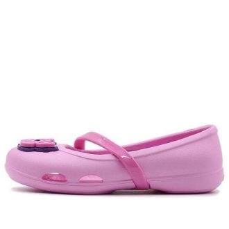 Sandalias informales pequeñas planas Crocs (PS) Lina en color rosa 205040-6I2