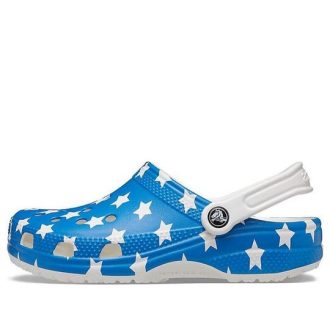 Sandalias ligeras y cómodas con estampado de Crocs (mujeres) USA, color azul y rojo 205974-94S