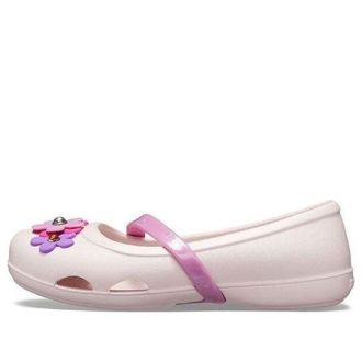 Sandalias planas con flores en rosa pálido Crocs (PS) Lina Charm 205529-6PI