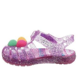 Sandalias planas con purpurina Isabella de Crocs (GS) «Purple Pink» 205038-518