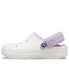 Zueco Crocs Classic Baya con forro de felpa y tiras, color blanco lila, 206633-577