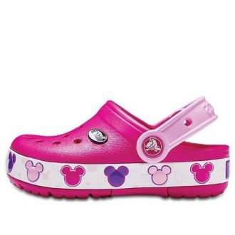 Zuecos Crocband Mickey Fun Lab Lights de Crocs (GS) en rosa y blanco 204994-6X0
