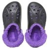 Zuecos Crocs Baya con forro de felpa y correa «Negro Morado» 20663309V