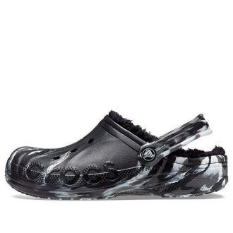 Zuecos Crocs Baya con forro de mármol «Negro Plata» 208333-0C4
