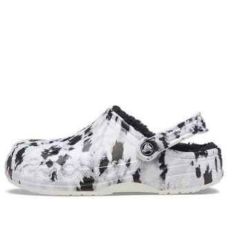 Zuecos Crocs Baya con forro polar, unisex, color blanco y gris, 205975-10M