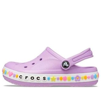 Zuecos Crocs Bayaband Charm Band de Crocs (TD) «Morado y blanco» 208102-5PR