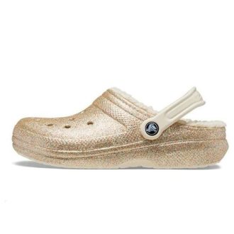 Zuecos Crocs Classic con forro brillante «Gold White» 205842-93S