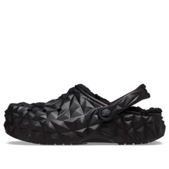 Zuecos Crocs Classic con forro geométrico para mujer, color negro, 210069-001