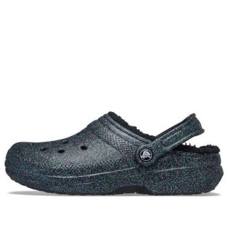 Zuecos Crocs Classic con purpurina negra y forro «Starry Skies» 205842-9BD (mujeres)