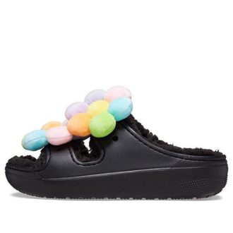 Zuecos Crocs Classic Cozy Daisy para mujer, color negro y multicolor, 209240-001